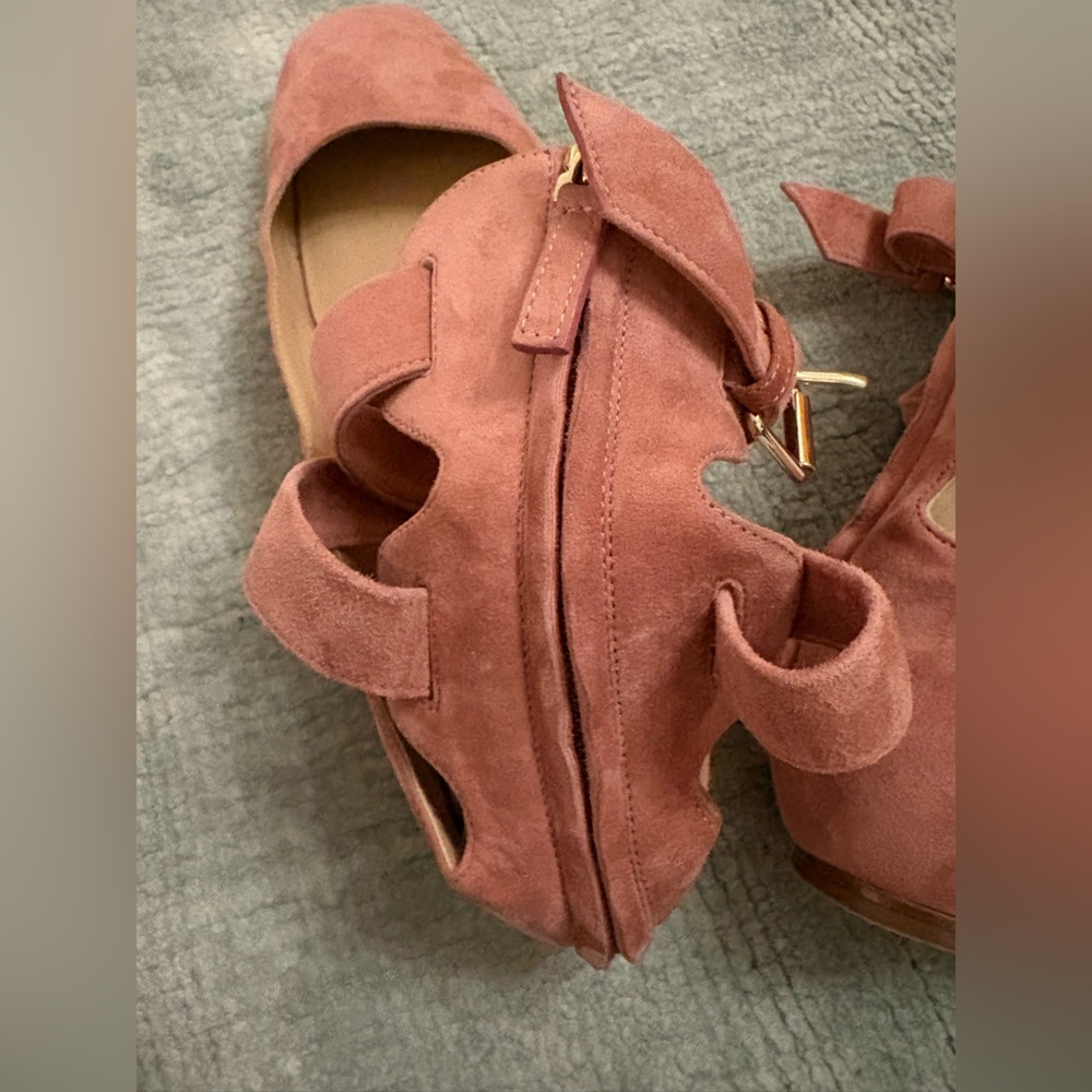 Valentino Dusty Pink Suede Ballet Flats 37.5 - Picture 3 of 15